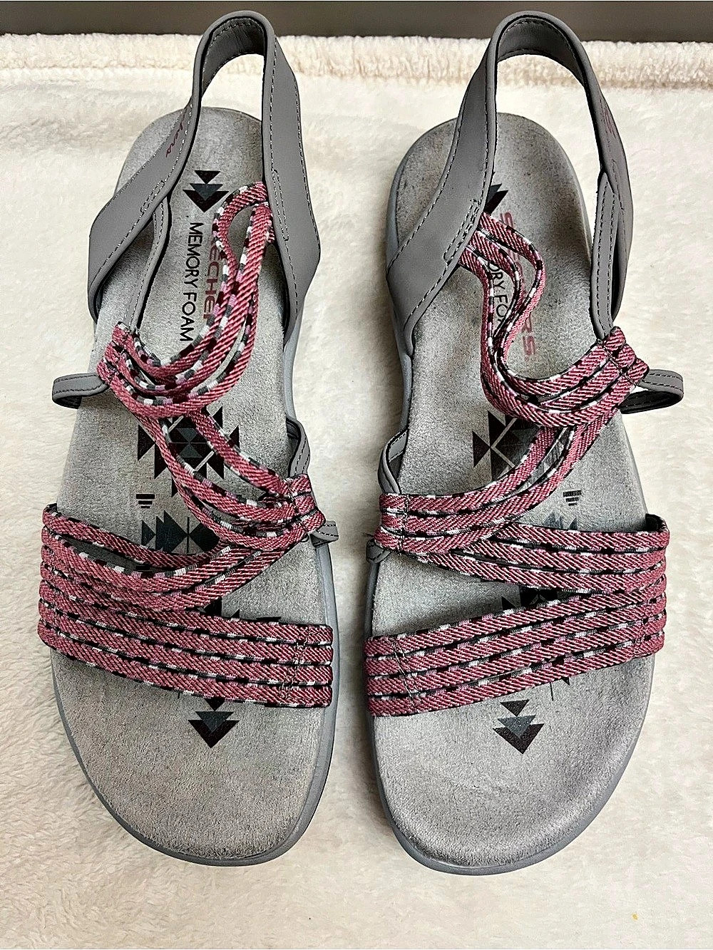 Skechers Reggae Strappy Sandals Gray & Pink Size 7 - Picture 2 of 12